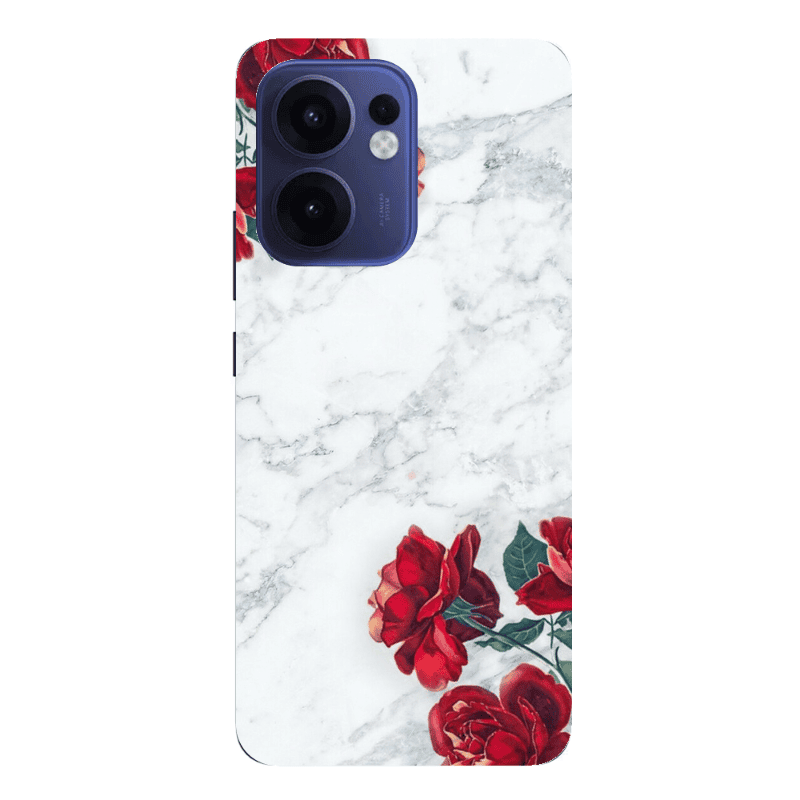 Oppo Reno13 FS red roses marble Transparent Silicone TPU Θήκη